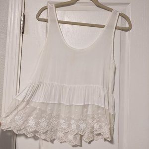 Free People Loose Babydoll Tank with Lace Detailing